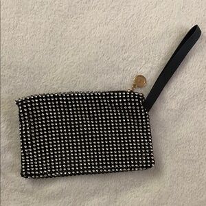 Black Rhinestone Wristlet Clutch